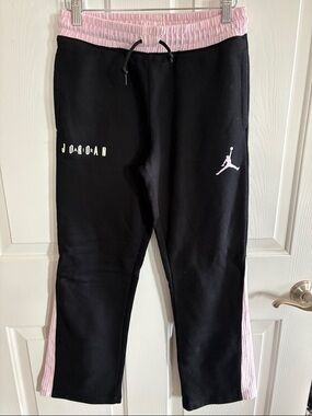 Jordan Black Jogger Pants with Pink Waistband and Side Panels
